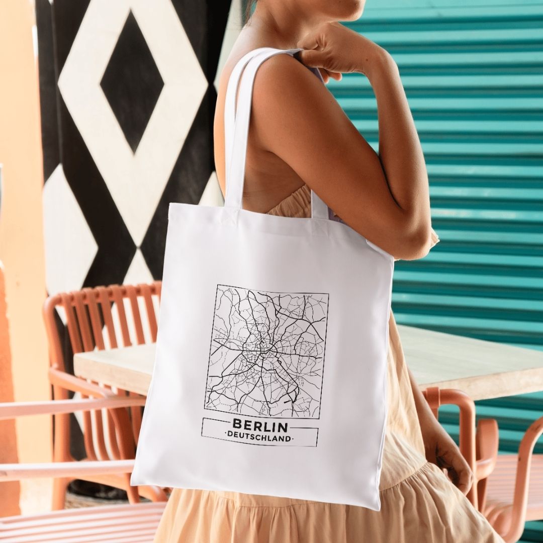 Berlin Map Canvas Tote Bag Printed