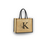 Personalized Jute Tote Bag with Embroidered Initial