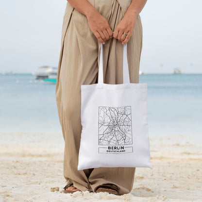 Berlin Map - Canvas Tote Bag Printed