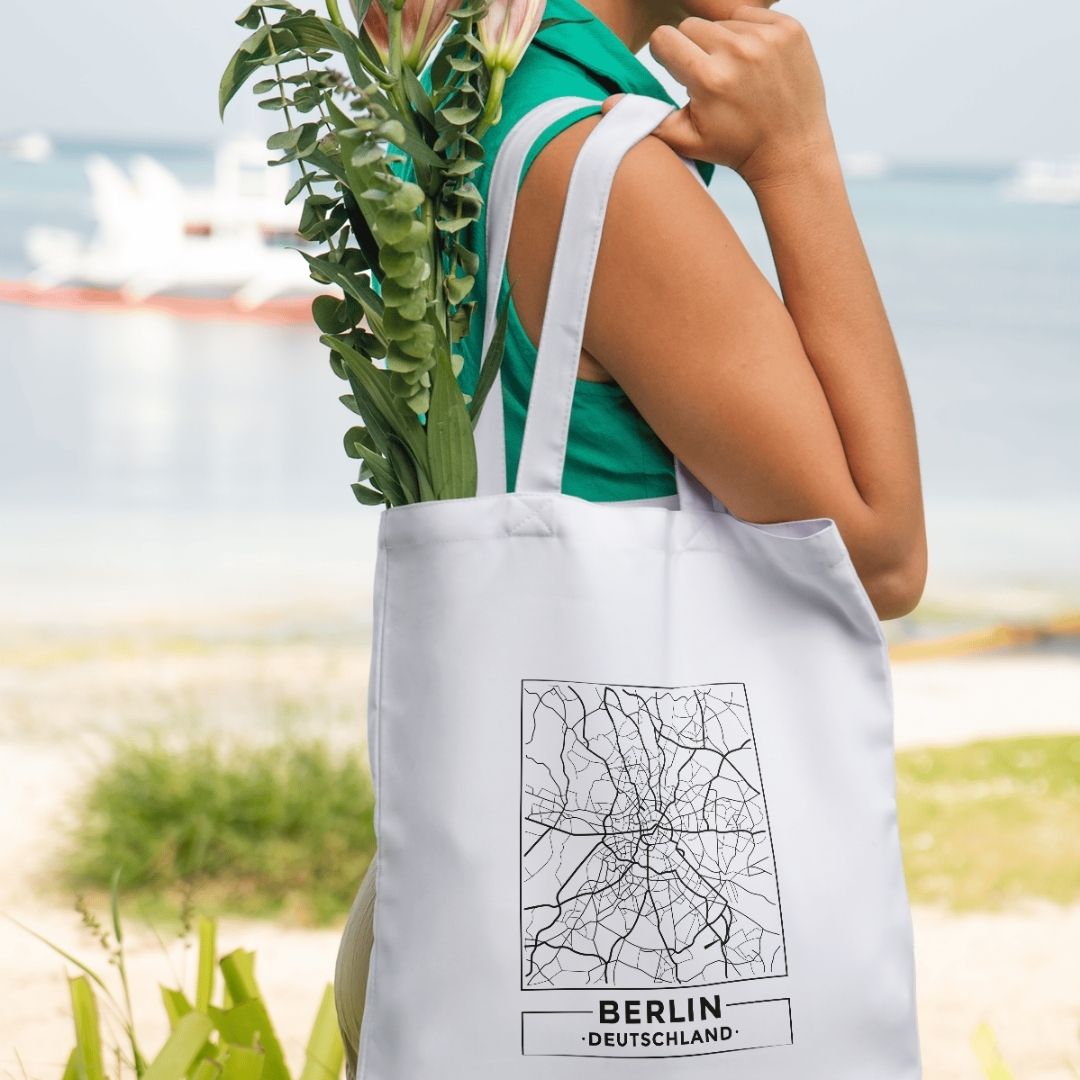 Berlin Map - Canvas Tote Bag Printed