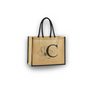 Personalized Jute Tote Bag with Embroidered Initial