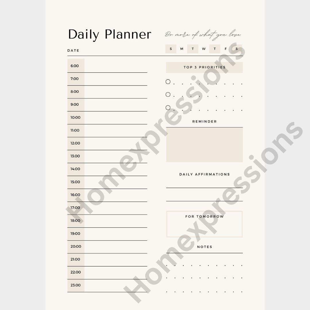 Daily Digital Planner - Printable and Direct Writable