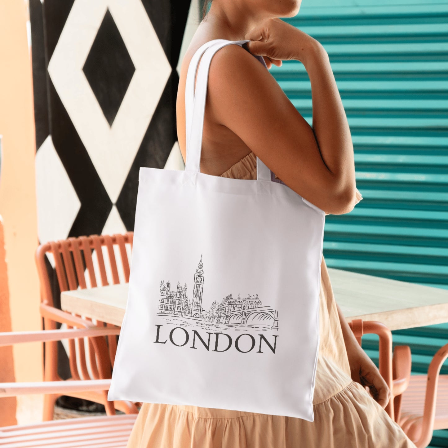 London  - Unique Canvas Tote Bag Printed