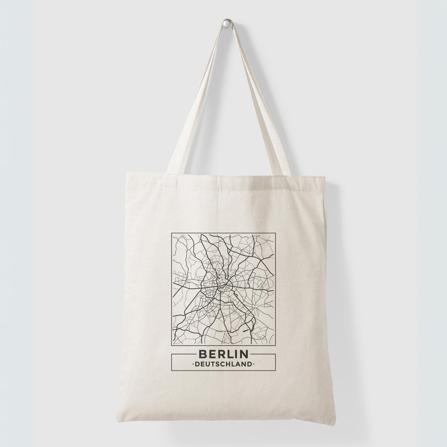 Berlin Map - Canvas Tote Bag Printed