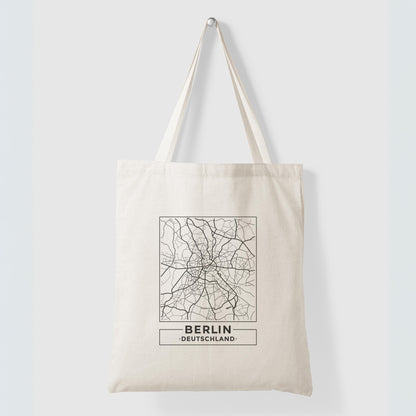 Berlin Map - Canvas Tote Bag Printed