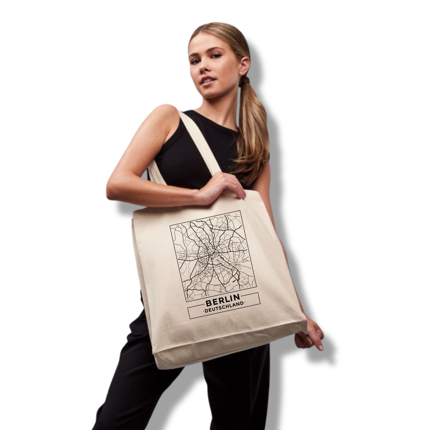 Berlin Map - Canvas Tote Bag Printed